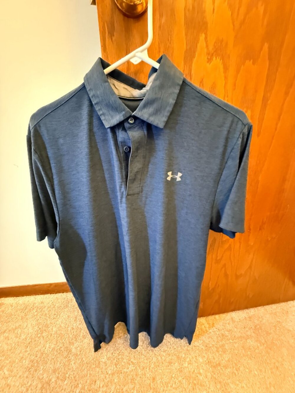 Under Armour HeatGear Golf Polo Heather Navy Blue Men's S Loose Fit